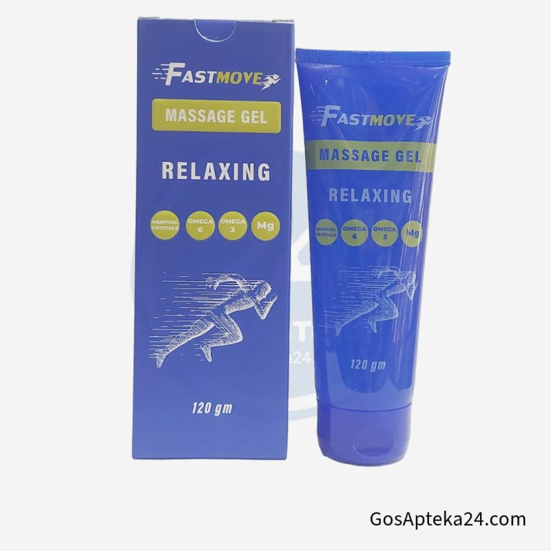 1. FASTMOVE Massage Gel — мгновенное облегчение боли в спине и суставах. 2. Гель с ментолом и эвкалиптом: охлаждение и глубокое прогревание. 3. Натуральные компоненты против воспалений и скованности.